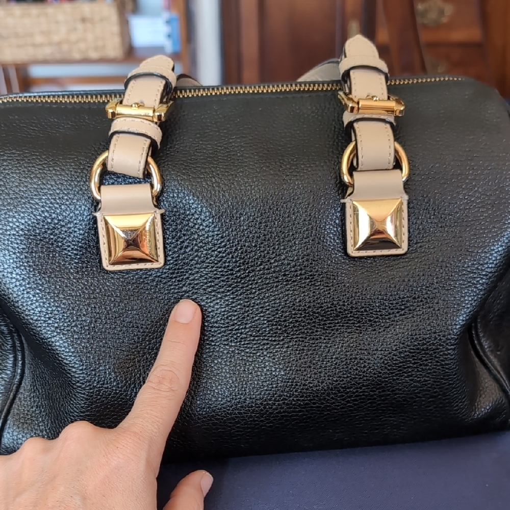 Michael Kors Black and Tan Leather Satchel - Picture 4 of 16